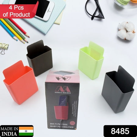 8485 Multipurpose Plastic Wall Mounted Remote Mobile Holder Stand (Pack Of 4)