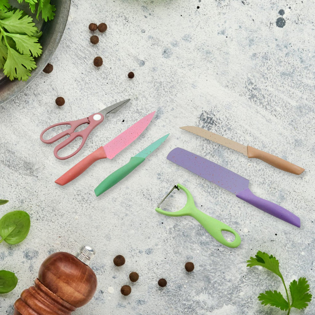 8174 Corrugated 6pc Kitchen Knife Set Professional Box Knife Set 6 Piece Forged Kitchen Knives With Box.