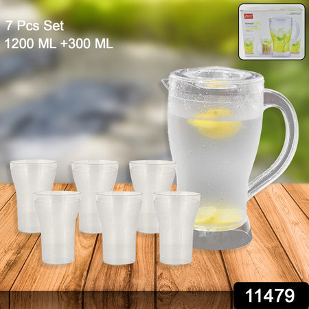Apex Unbreakable Lemon Jug Set With 6 Glasses  1200ml Jug + 300ml Glasses Approx