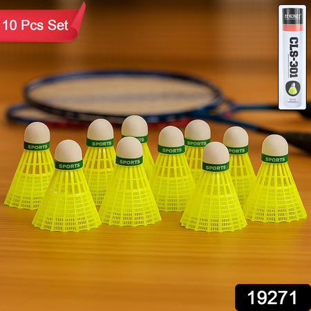 Premium Plastic Badminton Shuttlecock Set (10 Pcs)