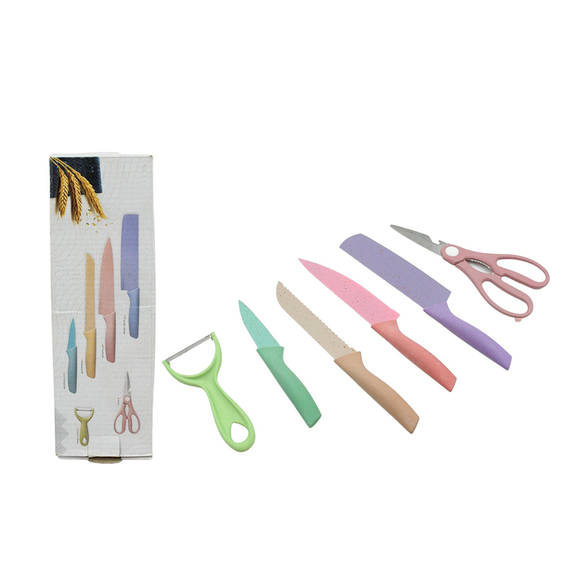 8174 Corrugated 6pc Kitchen Knife Set Professional Box Knife Set 6 Piece Forged Kitchen Knives With Box.