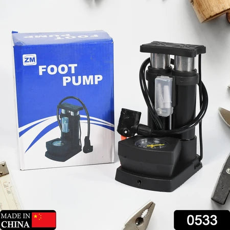 0533 Portable Mini Bike Pumpcycle Pump Foot Activated With Gauge Floor Bicycle Pump Cycle Pump