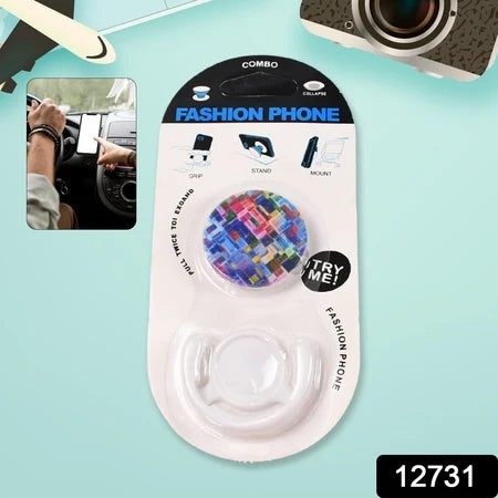 12731 Fashion Design Pop Up Mobile Phone Grip Holder Smart Phone Bracket Phone Stand Grip With Popclip Car Mount Flowers Pasley
