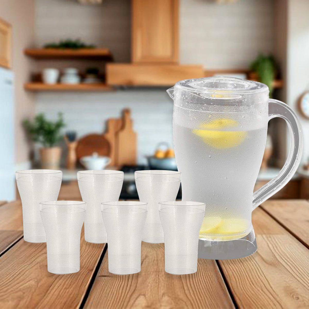 Apex Unbreakable Lemon Jug Set With 6 Glasses  1200ml Jug + 300ml Glasses Approx
